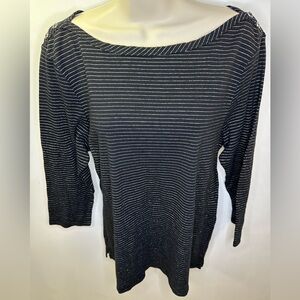 Basic Editions black and metallic silver striped tunic size XXL